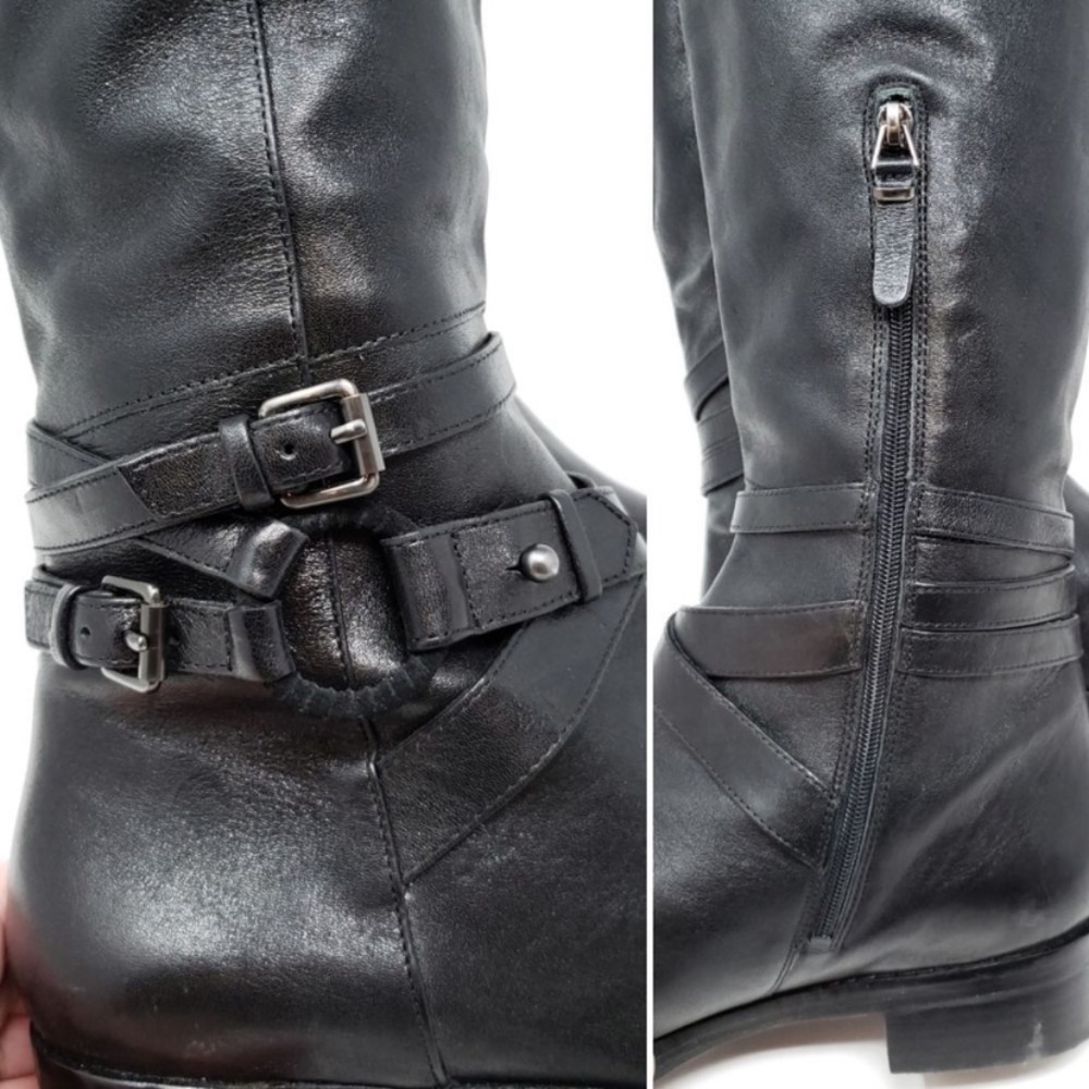 Via Spiga Gabrielle Black Knee Boots Buckle Detail size 7 - Picture 4 of 16